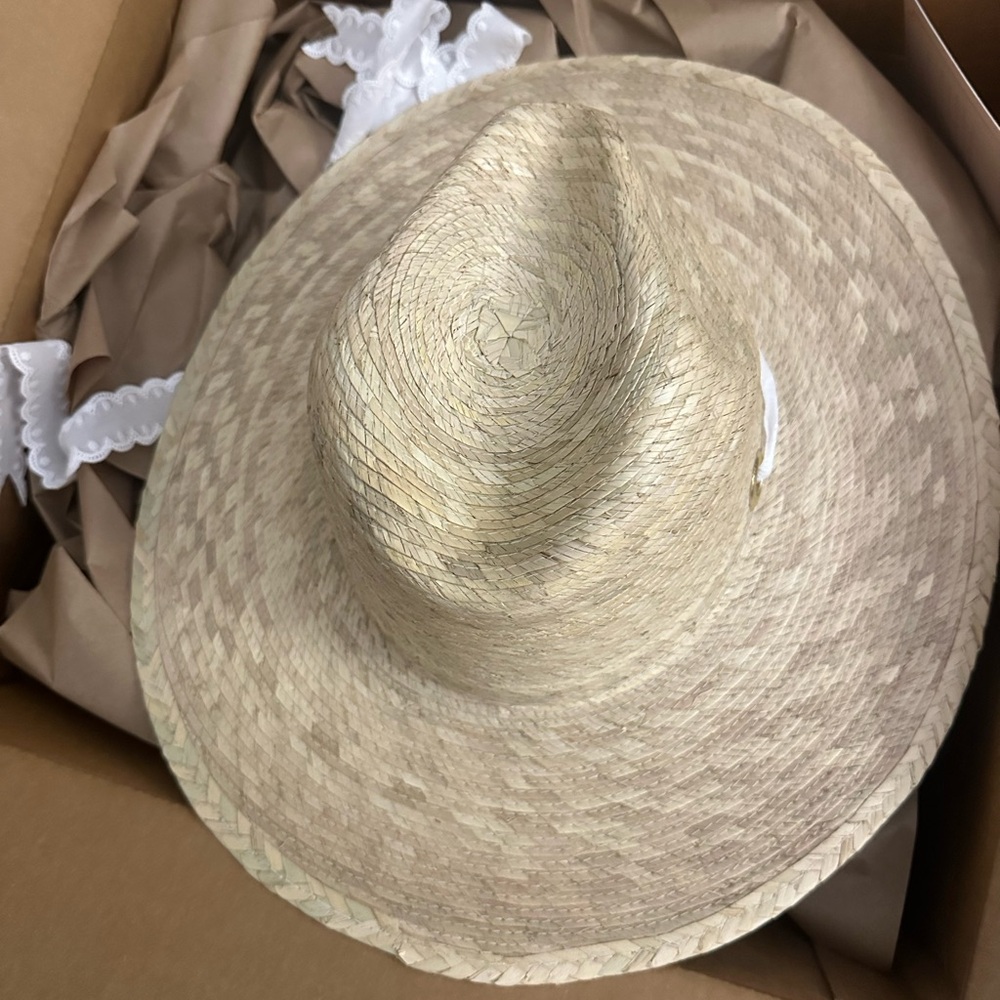 Sara Bray Zinnia Tan Straw Hat with White Lace Band - medium/large - Picture 2 of 7